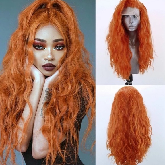 22” COPPER WAVY Lace Front Wig NEW